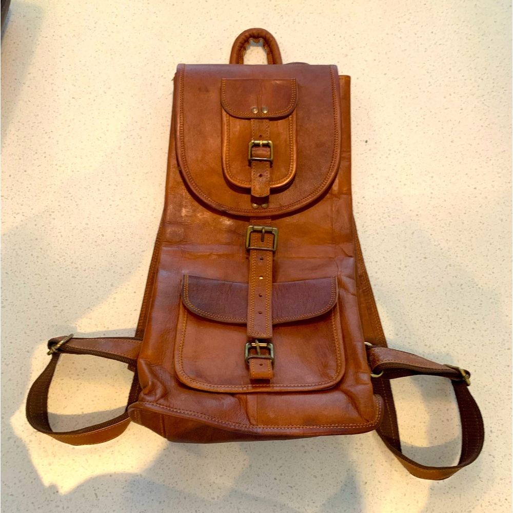 Brown Genuine Leather Backpack